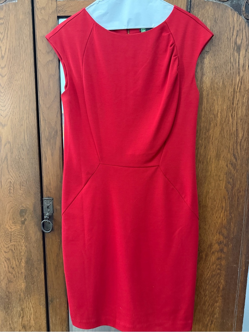The Limited Red Cap-Sleeve Midi Sheath Dress